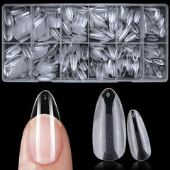 Lifextol 600pc Medium Almond Nail Tips Fake Nails Press on Nails Clear Nail Tips Full Cover False Nail Artificial Fingernail 12 Sizes Soft Gel x Nail Tips for Acrylic Nails Gel x Nail Extensions